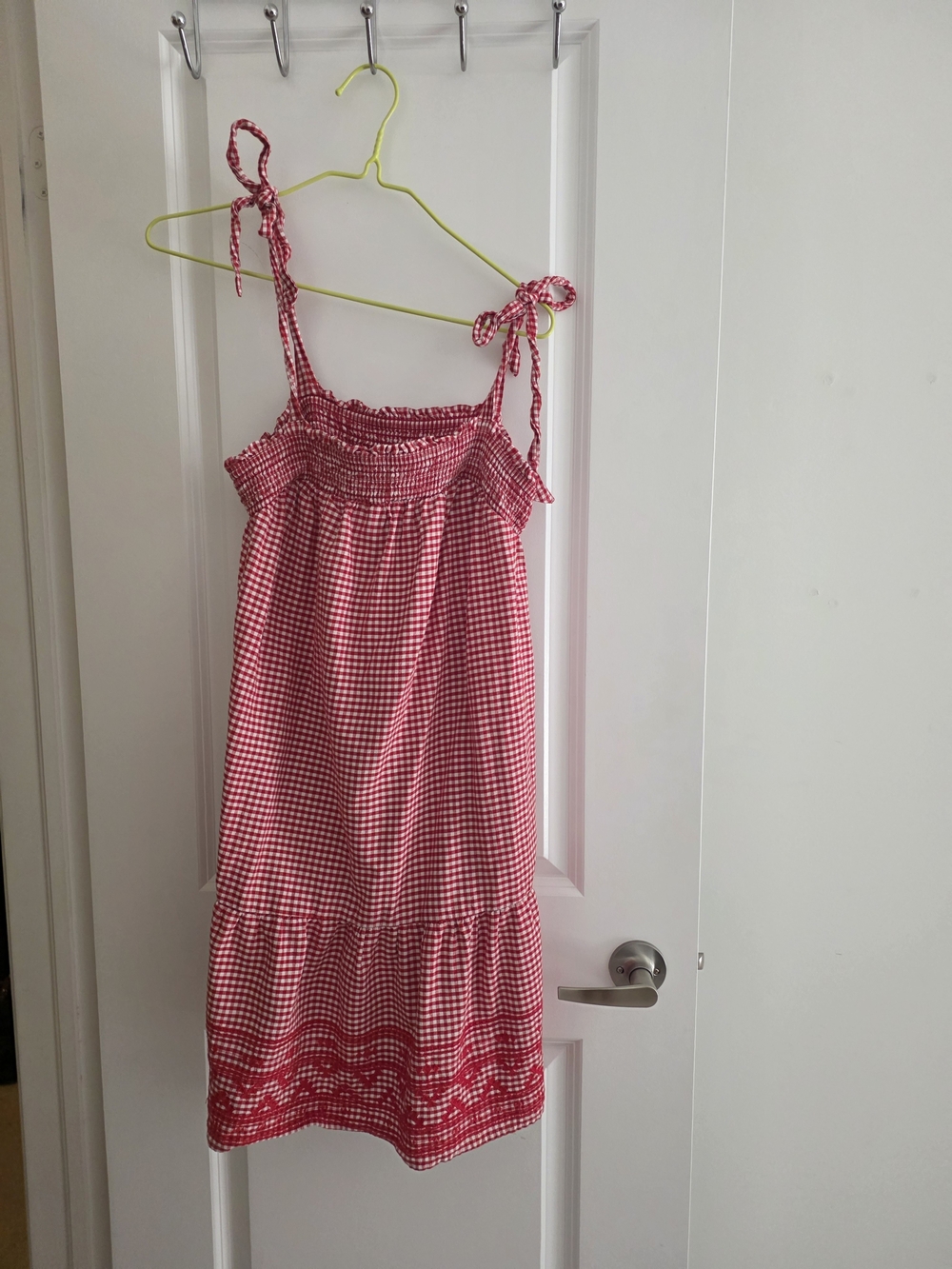 Old Navy Red Gingham Tie-Shoulder dress